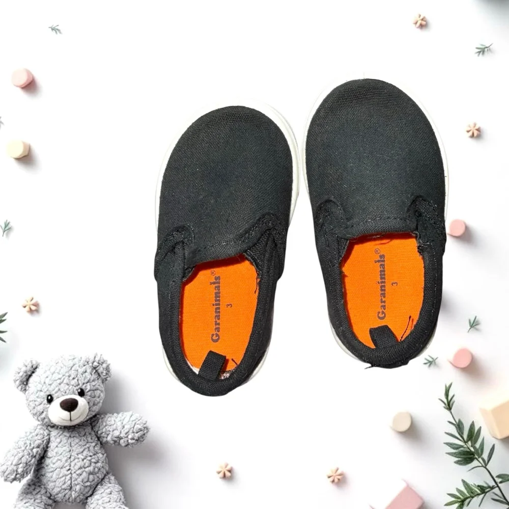Garanimals Black Canvas w White Rubber Outsoles Loafer Shoes Infant Boy Size 3
